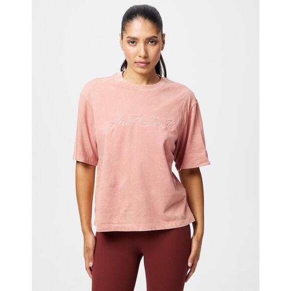 Nike Sportswear Women's Small Canyon Pink Red Just Do It Tee Streetwear H9-16 - Picture 1 of 9